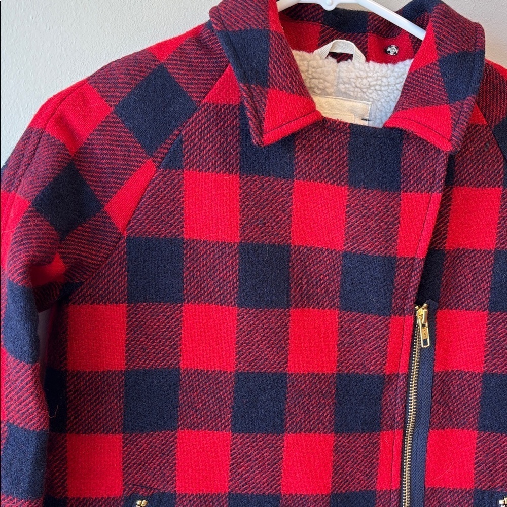 Crewcuts Red and navy Checkered Pea Coat - Picture 2 of 5